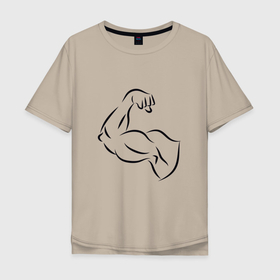 Мужская футболка хлопок Oversize с принтом Мускулатура в Новосибирске, 100% хлопок | свободный крой, круглый ворот, “спинка” длиннее передней части | бицепс | качок | мускулатура | мускулы | накачанная | рука | трицепс