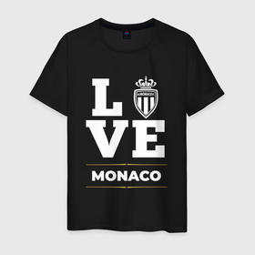 Мужская футболка хлопок с принтом Monaco Love Classic в Курске, 100% хлопок | прямой крой, круглый вырез горловины, длина до линии бедер, слегка спущенное плечо. | Тематика изображения на принте: club | football | logo | love | monaco | клуб | лого | монако | мяч | символ | спорт | футбол | футболист | футболисты | футбольный