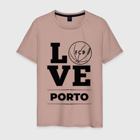Мужская футболка хлопок с принтом Porto Love Классика в Белгороде, 100% хлопок | прямой крой, круглый вырез горловины, длина до линии бедер, слегка спущенное плечо. | Тематика изображения на принте: club | football | logo | love | porto | клуб | лого | мяч | порто | символ | спорт | футбол | футболист | футболисты | футбольный