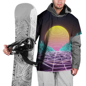 Накидка на куртку 3D с принтом Vaporwave   Закат солнца в горах   Neon в Тюмени, 100% полиэстер |  | mountains | neon | sun | sunset | vaporwave | горы | закат | неон | солнце