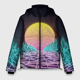 Мужская зимняя куртка 3D с принтом Vaporwave   Закат солнца в горах   Neon , верх — 100% полиэстер; подкладка — 100% полиэстер; утеплитель — 100% полиэстер | длина ниже бедра, свободный силуэт Оверсайз. Есть воротник-стойка, отстегивающийся капюшон и ветрозащитная планка. 

Боковые карманы с листочкой на кнопках и внутренний карман на молнии. | mountains | neon | sun | sunset | vaporwave | горы | закат | неон | солнце