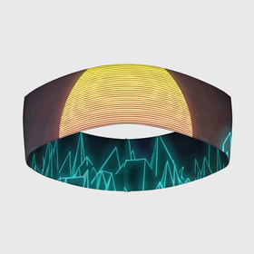 Повязка на голову 3D с принтом Vaporwave  Закат солнца в горах  Neon ,  |  | mountains | neon | sun | sunset | vaporwave | горы | закат | неон | солнце