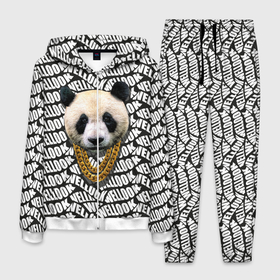Мужской костюм 3D с принтом Panda Look в Кировске, 100% полиэстер | Манжеты и пояс оформлены тканевой резинкой, двухслойный капюшон со шнурком для регулировки, карманы спереди | animal | panda | гигант | гигантская панда | голова живовтного