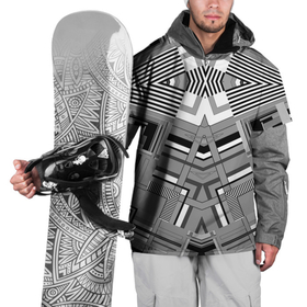 Накидка на куртку 3D с принтом Черно белый современный геометрический узор. Симметрия в Тюмени, 100% полиэстер |  | абстрактный | геометрический | креативный | модный | молодежный | современный | стильный | черно белый