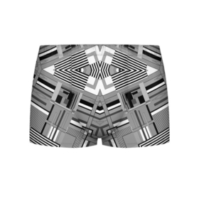 Мужские трусы 3D с принтом Черно белый современный геометрический узор. Симметрия в Белгороде, 50% хлопок, 50% полиэстер | классическая посадка, на поясе мягкая тканевая резинка | абстрактный | геометрический | креативный | модный | молодежный | современный | стильный | черно белый