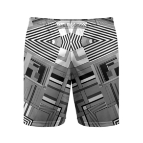 Мужские шорты спортивные с принтом Черно белый современный геометрический узор. Симметрия в Курске,  |  | абстрактный | геометрический | креативный | модный | молодежный | современный | стильный | черно белый