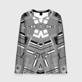 Мужской лонгслив 3D с принтом Черно белый современный геометрический узор. Симметрия в Новосибирске, 100% полиэстер | длинные рукава, круглый вырез горловины, полуприлегающий силуэт | абстрактный | геометрический | креативный | модный | молодежный | современный | стильный | черно белый
