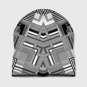 Шапка 3D с принтом Черно белый современный геометрический узор. Симметрия в Петрозаводске, 100% полиэстер | универсальный размер, печать по всей поверхности изделия | абстрактный | геометрический | креативный | модный | молодежный | современный | стильный | черно белый