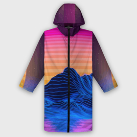 Дождевик унисекс 3D с принтом Vaporwave  Mountains  Психоделика  Неон в городе Новоалтайск,  |  | mountains | nature | neon | psychedelic | sun | горы | неон | природа | психоделика | солнце