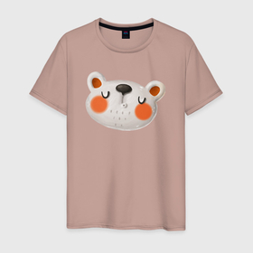Мужская футболка хлопок с принтом Мордочка мишки в Новосибирске, 100% хлопок | прямой крой, круглый вырез горловины, длина до линии бедер, слегка спущенное плечо. | медведь | медвежонок | мишка | мордочка