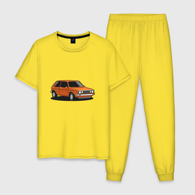 Мужская пижама хлопок с принтом Оранжевая  классика в Белгороде, 100% хлопок | брюки и футболка прямого кроя, без карманов, на брюках мягкая резинка на поясе и по низу штанин
 | авто | автомобиль | классика | машина | оранжевая машина | оранжевый авто