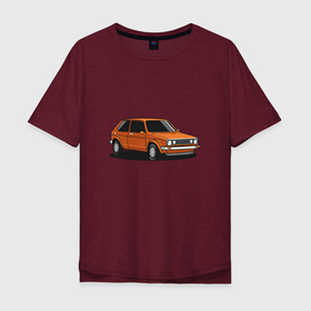 Мужская футболка хлопок Oversize с принтом Оранжевая  классика в Екатеринбурге, 100% хлопок | свободный крой, круглый ворот, “спинка” длиннее передней части | Тематика изображения на принте: авто | автомобиль | классика | машина | оранжевая машина | оранжевый авто
