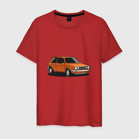 Мужская футболка хлопок с принтом Оранжевая  классика в Белгороде, 100% хлопок | прямой крой, круглый вырез горловины, длина до линии бедер, слегка спущенное плечо. | авто | автомобиль | классика | машина | оранжевая машина | оранжевый авто