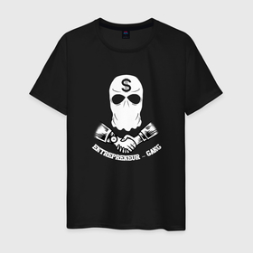 Мужская футболка хлопок с принтом Gangster | Гангстер в Петрозаводске, 100% хлопок | прямой крой, круглый вырез горловины, длина до линии бедер, слегка спущенное плечо. | gangsra | gangster | бандит | гангстер | оружие