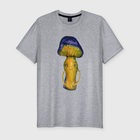 Мужская футболка хлопок Slim с принтом Гриб  психоделика в Петрозаводске, 92% хлопок, 8% лайкра | приталенный силуэт, круглый вырез ворота, длина до линии бедра, короткий рукав | гриб | гриб с глазами | грибной | психоделика | психоделический