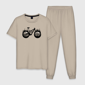 Мужская пижама хлопок с принтом Mtb enduro bike в Екатеринбурге, 100% хлопок | брюки и футболка прямого кроя, без карманов, на брюках мягкая резинка на поясе и по низу штанин
 | 
