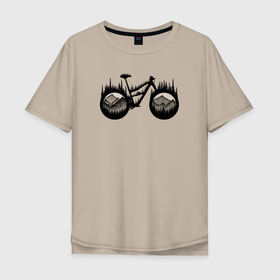 Мужская футболка хлопок Oversize с принтом Mtb enduro bike в Екатеринбурге, 100% хлопок | свободный крой, круглый ворот, “спинка” длиннее передней части | 