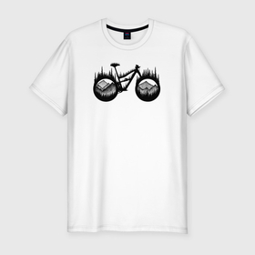 Мужская футболка хлопок Slim с принтом Mtb enduro bike в Санкт-Петербурге, 92% хлопок, 8% лайкра | приталенный силуэт, круглый вырез ворота, длина до линии бедра, короткий рукав | 