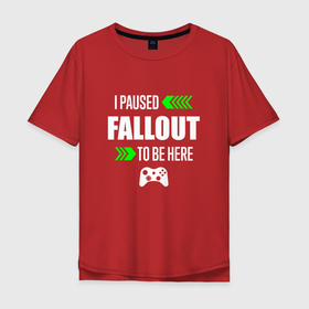 Мужская футболка хлопок Oversize с принтом Fallout I Paused в Курске, 100% хлопок | свободный крой, круглый ворот, “спинка” длиннее передней части | fallout | logo | paused | игра | игры | лого | логотип | символ | фаллаут