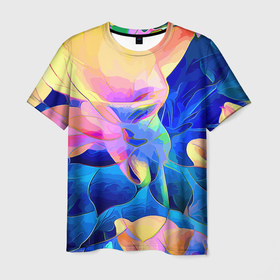 Мужская футболка 3D с принтом Цветочный красочный паттерн в Белгороде, 100% полиэфир | прямой крой, круглый вырез горловины, длина до линии бедер | color | fashion | flowers | pattern | мода | узор | цвет | цветы