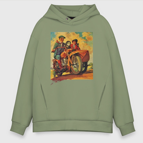 Мужское худи Oversize хлопок с принтом Motorcycle   Retro в Екатеринбурге, френч-терри — 70% хлопок, 30% полиэстер. Мягкий теплый начес внутри —100% хлопок | боковые карманы, эластичные манжеты и нижняя кромка, капюшон на магнитной кнопке | man | motorcycle | retro | speed | woman | женщина | мотоцикл | мужчина | ретро | скорость