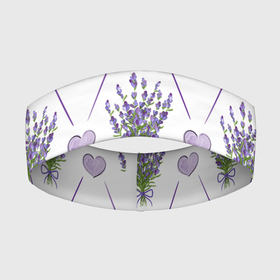 Повязка на голову 3D с принтом Лавандовые сердца ,  |  | Тематика изображения на принте: букеты | букеты лаванды | лаванда | сердца | цветы