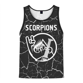 Мужская майка 3D с принтом Scorpions   КОТ   Трещины в Петрозаводске, 100% полиэстер | круглая горловина, приталенный силуэт, длина до линии бедра. Пройма и горловина окантованы тонкой бейкой | band | metal | rock | scorpions | группа | кот | мрамор | рок | скорпионс | трещины