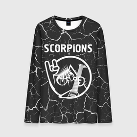 Мужской лонгслив 3D с принтом Scorpions   КОТ   Трещины в Петрозаводске, 100% полиэстер | длинные рукава, круглый вырез горловины, полуприлегающий силуэт | band | metal | rock | scorpions | группа | кот | мрамор | рок | скорпионс | трещины