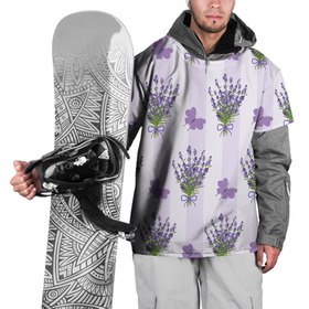 Накидка на куртку 3D с принтом Лавандовые бабочки , 100% полиэстер |  | Тематика изображения на принте: букет | лаванда | лавандовыйбукет | полосы | цветочный букет