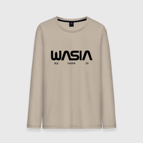 Мужской лонгслив хлопок с принтом WASIA в стиле NASA в Екатеринбурге, 100% хлопок |  | Тематика изображения на принте: nasa | василий | василиса | вася | прикол