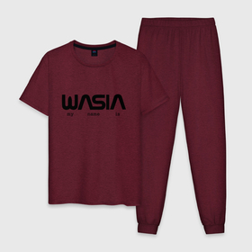 Мужская пижама хлопок с принтом WASIA в стиле NASA в Курске, 100% хлопок | брюки и футболка прямого кроя, без карманов, на брюках мягкая резинка на поясе и по низу штанин
 | Тематика изображения на принте: nasa | василий | василиса | вася | прикол