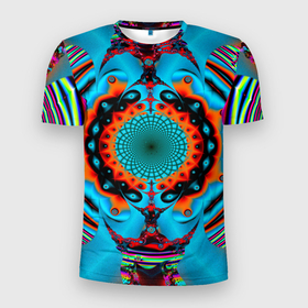Мужская футболка 3D Slim с принтом АБСТРАКТНЫЙ УЗОР ИЛЛЮЗИЯ в Новосибирске, 100% полиэстер с улучшенными характеристиками | приталенный силуэт, круглая горловина, широкие плечи, сужается к линии бедра | абстракция | акварель | геометрический | графический | зеленый | красный | красочный | минималистичный | оранжевый | розовый | синий | современный | узор | цветочный