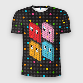 Мужская футболка 3D Slim с принтом Pac man  пиксели в Белгороде, 100% полиэстер с улучшенными характеристиками | приталенный силуэт, круглая горловина, широкие плечи, сужается к линии бедра | dandy | game | pac man | retro | sega | пиксели