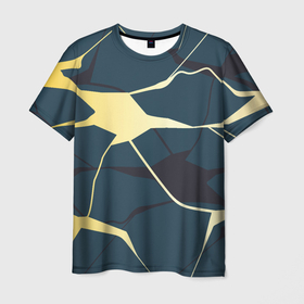 Мужская футболка 3D с принтом Молния. Разводы в Рязани, 100% полиэфир | прямой крой, круглый вырез горловины, длина до линии бедер | абстракция | геометрия | линия | молния | разводы | разряд