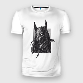 Мужская футболка 3D Slim с принтом Египетский зверь в Екатеринбурге, 100% полиэстер с улучшенными характеристиками | приталенный силуэт, круглая горловина, широкие плечи, сужается к линии бедра | art | dark | бог | голова | животное | череп