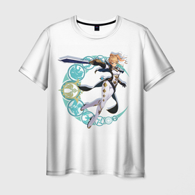 Мужская футболка 3D с принтом Джинн | Genshin в Белгороде, 100% полиэфир | прямой крой, круглый вырез горловины, длина до линии бедер | art | genshin impact | девушка | мецница | персонаж