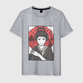 Мужская футболка хлопок с принтом Японская Гейша | Japanese Geisha в Петрозаводске, 100% хлопок | прямой крой, круглый вырез горловины, длина до линии бедер, слегка спущенное плечо. | culture | fashion | japan | kimono | umbrella | woman | women | амбрела | амбрелла | гэйся | девушка | женщина | карюкай | кимоно | коппори | о дзасики | с зонтиком | симада | традиции | фурисодэ | янодзи | японская культура