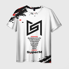 Мужская футболка 3D с принтом superM   суперМ в Белгороде, 100% полиэфир | прямой крой, круглый вырез горловины, длина до линии бедер | baekhyun | exo | jopping | kai | kpop | lucas | mark | nct | shinee | super m | superm | taemin | taeyong | ten | wayv | суперм