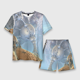 Мужской костюм с шортами 3D с принтом КОСМИЧЕСКИЙ ФРАКТАЛЬНЫЙ ПЕЙЗАЖ в Тюмени,  |  | абстракция | космический пейзаж | космос | фрактал | шар