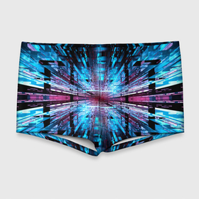 Мужские купальные плавки 3D с принтом неоновый информационный голограммный туннель в Курске, Полиэстер 85%, Спандекс 15% |  | abstraction | fashion | neon | pattern | абстракция | мода | неон | паттерн