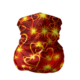 Бандана-труба 3D с принтом СВЕТЯЩИЕСЯ СЕРДЕЧКИ в Новосибирске, 100% полиэстер, ткань с особыми свойствами — Activecool | плотность 150‒180 г/м2; хорошо тянется, но сохраняет форму | день святого валентина | желтый | красный | любовь | милый | неон | светящееся сердце | светящиеся сердечки | свечение | сердечки | узор