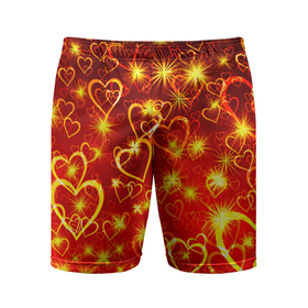 Мужские шорты спортивные с принтом СВЕТЯЩИЕСЯ СЕРДЕЧКИ в Белгороде,  |  | день святого валентина | желтый | красный | любовь | милый | неон | светящееся сердце | светящиеся сердечки | свечение | сердечки | узор