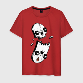 Мужская футболка хлопок с принтом Skateboard   Skull   Иллюзия   Hype в Тюмени, 100% хлопок | прямой крой, круглый вырез горловины, длина до линии бедер, слегка спущенное плечо. | extreme | fangs | hype | illusion | jaw | skateboard | skull | иллюзия | клыки | пасть | скейтборд | хайп | череп | экстрим