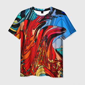 Мужская футболка 3D с принтом Abstract color pattern   Fashion 2022 в Белгороде, 100% полиэфир | прямой крой, круглый вырез горловины, длина до линии бедер | abstraction | color | fashion | pattern | абстракция | мода | узор | цвет