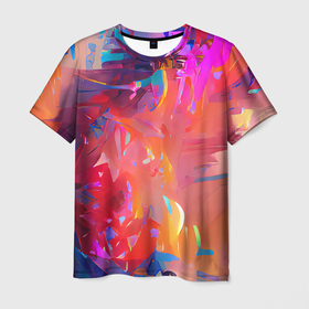 Мужская футболка 3D с принтом Сочные краски в Белгороде, 100% полиэфир | прямой крой, круглый вырез горловины, длина до линии бедер | abstraction | bright | brush | colors | paint | абстракция | выразительный | кисть | краски | красочный | насыщенный | фееричный | цвета | экспрессия | яркий