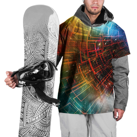 Накидка на куртку 3D с принтом Portal   Neon Space   туннель из энергетических панелей в Новосибирске, 100% полиэстер |  | cosmos | neon | portal | space | stars | звёзды | космос | неон | портал | пространство