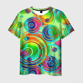 Мужская футболка 3D с принтом ЦВЕТНЫЕ ПУЗЫРИ в Новосибирске, 100% полиэфир | прямой крой, круглый вырез горловины, длина до линии бедер | абстрактные | желтый | зеленый | красный | красочные | круги | многоцветный | оранжевый | пузыри | радуга | разноцветный | розовый | синие | узор | цвета | цветные
