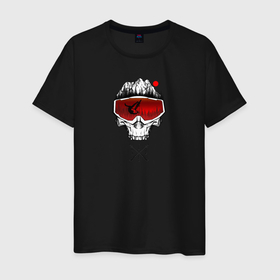 Мужская футболка хлопок с принтом Downhill mtb mask skull в Екатеринбурге, 100% хлопок | прямой крой, круглый вырез горловины, длина до линии бедер, слегка спущенное плечо. | 