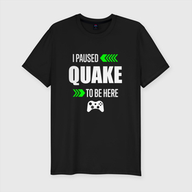 Мужская футболка хлопок Slim с принтом Quake I Paused , 92% хлопок, 8% лайкра | приталенный силуэт, круглый вырез ворота, длина до линии бедра, короткий рукав | logo | paused | quake | игра | игры | квейк | лого | логотип | символ