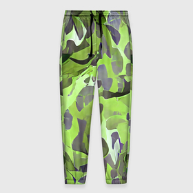 Мужские брюки 3D с принтом Green breeze в Тюмени, 100% полиэстер | манжеты по низу, эластичный пояс регулируется шнурком, по бокам два кармана без застежек, внутренняя часть кармана из мелкой сетки | Тематика изображения на принте: art | camouflage | colors | gray | green | military | pattern | soldier | war | военный | зеленый | камуфляж | маскировка | паттерн | серый | солдат | узор